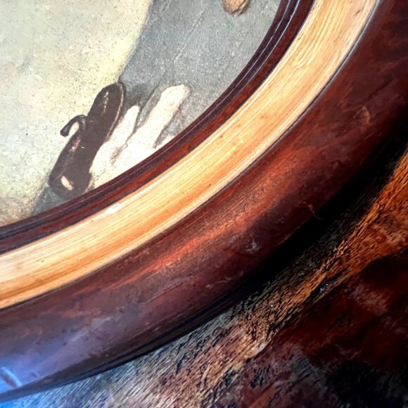 Vintage Framed Print "The Bath" Oval 14.62" X 19.28" Wooden Frame Wall Art - Picture 5 of 8